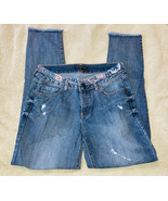 Womens Aztec Signature Studio Sz 4 Jeans Distressed Raw Hem Medium Blue ... - $15.05 CAD