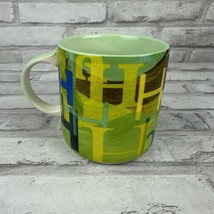 Anthropologie Monogramed Initial H Coffee Tea Mug Green Blue Yellow - $17.20