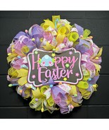 Happy Easter Wreath Handmade Deco Mesh Large 24 Inch - £59.86 GBP