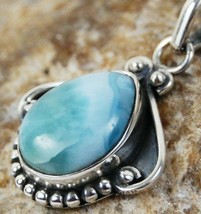 925 Sterling Silver Larimar Handmade Necklace 18&quot; Chain Festive Gift PS-1685 - £26.39 GBP