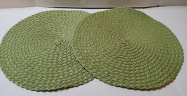 15.5&#39;&#39; Round Boho Wicker Placemats Olive Green Table Setting Center Piece - £13.34 GBP