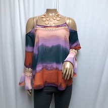Jessica Simpson Cold Shoulder Top Womens Size Medium Tie Dye Lined Lace ... - £11.28 GBP
