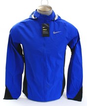 Nike Shield Blue &amp; Black Zip Front Hooded Running Jacket Men&#39;s NWT - £139.37 GBP