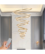10-Ring Modern LED Chandelier Gold Dimmable Pendant Light for Foyer Livi... - $640.00