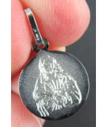 vintage 900 SILVER charm pendant CATHOLIC round ESTATE SALE - $19.99
