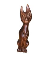Vintage Hand Carved Wood Siamese Cat Sculpture Mid Century Modern - $24.75 CAD