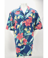 Vintage Paradise Found for LL Bean Blue Hibiscus Aloha Hawaiian Shirt Me... - £50.59 GBP