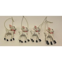 Target Wondershop White Mini Retro Deer Set of 4 Christmas Tree Ornaments - £20.28 GBP