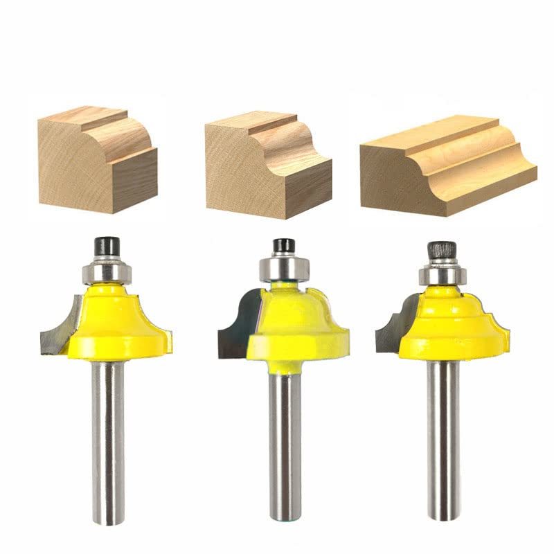 1/4 Inch Shank Forming Roundover Beading Router Bit Set, 1/2&quot; Radius 3Pcs - $33.99
