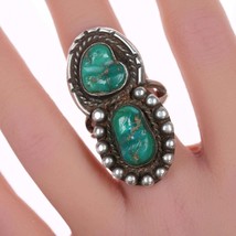 sz7.5 Vintage Native American sterling and carved turquoise ring - £130.18 GBP