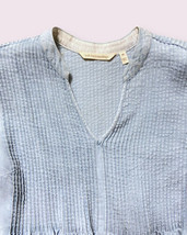 Soft Surroundings XS Light Denim Pintucked Flowing Blouse Effortless Elegance - £11.55 GBP