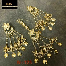 Gold Plated Traditional Bollywood Indian Kundan Earrings Tikka Jewelry Set  a0a1 - £20.77 GBP