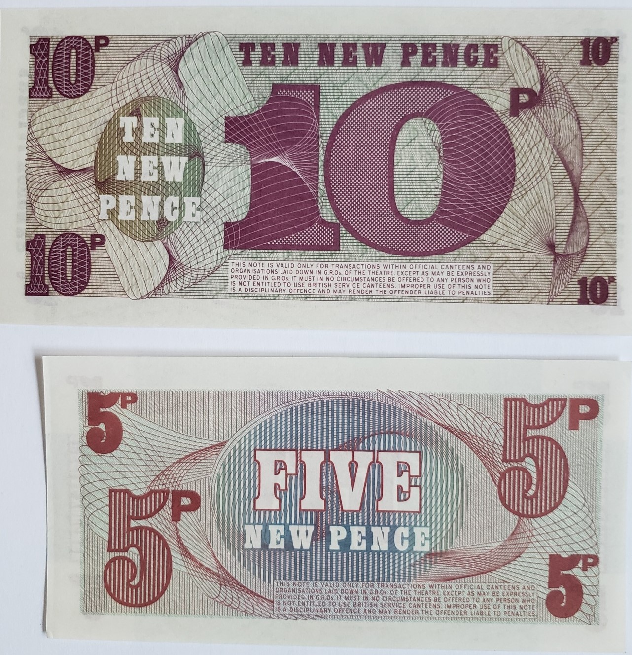 Lot of 2 British Armed Forces 6th Series Five &amp; Ten Pence Special Vouche... - $1.95