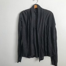BCBGMaxAzria Linen Cardigan M Gray Shawl Collar Knit Open Front Sweater ... - £27.34 GBP