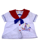 Vtg 1960s Sailor Shirt Baby Boy Girl 6-9M Button Top Embroidered Puppy N... - £26.70 GBP