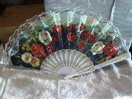 FAN ( SMALL HAND TYPE FAN ) WITH FLOWERS FLOWER RM1B - £6.20 GBP