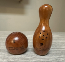 Bowling Pin And Ball Salt And Pepper Shaker Marked Gatlinburg Tennessee  - $11.29