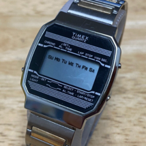 VTG Timex Mens Silver Black Stretch Band Digital Quartz Watch~For Parts ... - £18.68 GBP
