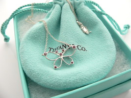 Tiffany &amp; Co Butterfly Necklace Pink Sapphire Pendant Charm Nature Lover Gift - £874.52 GBP