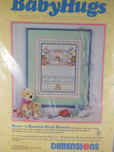 Dimensions 4607 Baby Hugs Cross Stitch kit 11x14 Bears &amp; Bunnies Birth R... - $11.08