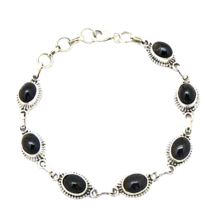 925 Sterling Silver Black Onyx Gemstone Handmade Women&#39;s Bracelet Party Wear BS - £42.10 GBP