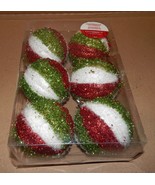 Christmas Ornaments Shatterproof 3 1/2&quot; Round 6ea Glitter Multi Colored ... - $121.39 MXN