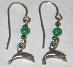 dainty Sterling silver Dolphin Charm Earrings Pierced hook - £11.38 GBP