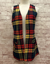 Vintage Junior House Long Line Wool Vest Plaid Juniors 7/8 60/70’s Mod Geek Nerd - £62.34 GBP
