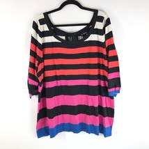Lane Bryant Red Pink Stripe Scoop Neck Lightweight Sweater Tunic Top Size 22/24 - £10.06 GBP