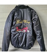 Vintage 90s Black Satin Bomber Jacket Moto Goldwing Graphic NAME Cardina... - $67.21