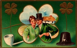 GOLD EMBOSSED ST. PATRICK&#39;S DAY POSTCARD- A BIT OF THE BLARNEY BKC2 - $5.94
