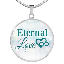 Eternal Love Circle Necklace Engraved Stainless Steel 18-22&quot; - $59.35