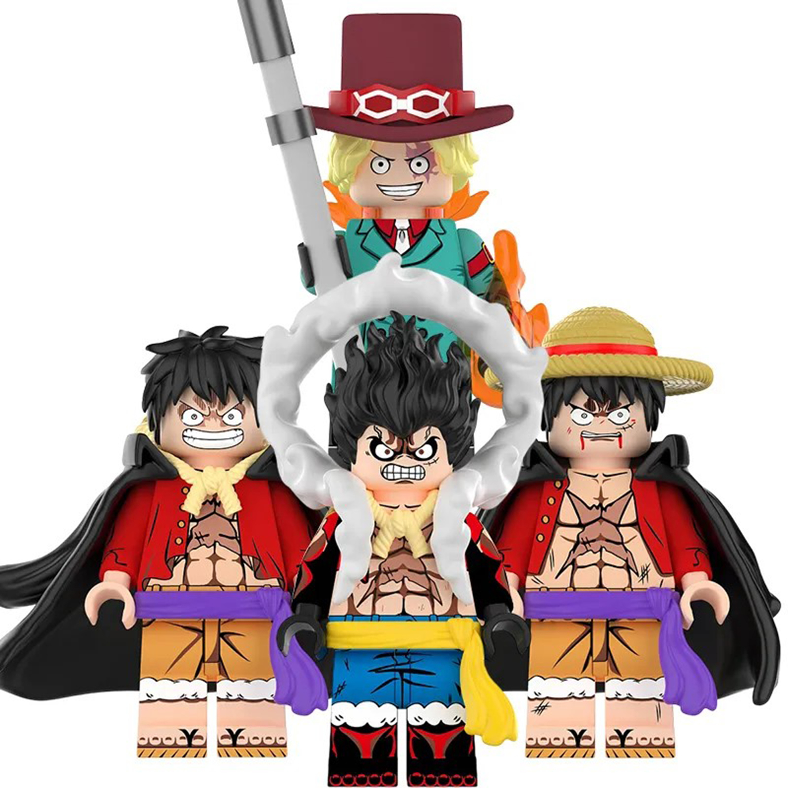 Primary image for 4Pcs One Piece Four Emperors Luffy Yonko Luffy Sabo Mini Figure Building Blocks