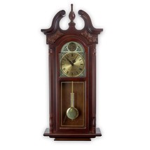 Bedford Clock Collection 38 Inch Chiming Pendulum Wall Clock in Cherry Oak Fini - $154.88