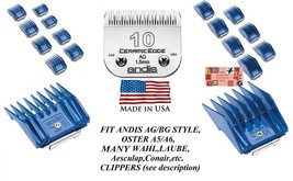 Andis 17 Attachment Guide Comb Set&amp;Ceramic Edge 10 Blade*Fit Agc,Mbg,Bdc Clipper - £71.93 GBP