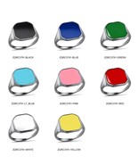 Sterling Silver Enamel Square Polygon Signet Ring – Unisex Modern Style, Colors - $2,026.95 MXN