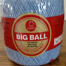 1 Coats Big Ball 3 Cord Cotton Crochet Thread 450 Yards Delft Blue #180 ... - $3.95