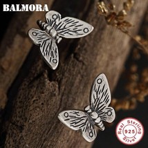 BALMORA Retro &amp; Cute 925 Sterling Silver Butterfly Theme Stud Earrings -... - £15.68 GBP