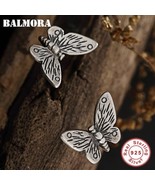 BALMORA Retro &amp; Cute 925 Sterling Silver Butterfly Theme Stud Earrings -... - £15.72 GBP