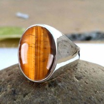 925 Sterling silver Signet Tiger Eye Gemstone Men&#39;s Gifts For Ring Size  12 - $77.82