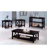 Living Room Coffee Table Set 3-Piece Cocktail and End Tables Dark Brown ... - £276.99 GBP