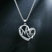 0.10Ct Round Cut Diamond MOM Crystal Heart Pendant Necklace 14K White Gold Over - £74.71 GBP