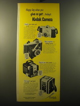 1950 Kodak Ad - Pony 828, Tourist, Brownie Hawkeye and Duaflex Cameras - £14.61 GBP