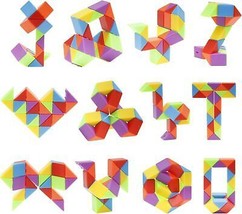 12pcs Rainbow Party Favors Sensory Fidget Snake Cube Twist Puzzles Favors for Ki - £23.94 GBP