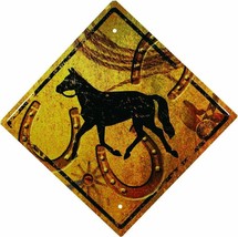Rivers Edge Products Horse Crossing Tin Sign Embossed Brown Size 11.5 x 11.5-in - £12.67 GBP