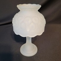 Vintage LE Smith Moon &amp; Star Frosted White Glass Pedestal Courting Fairy... - $74.24