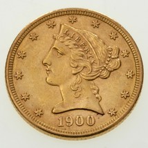 1900 $5 US Gold Liberty Half Eagle in Choice BU Condition! Great Early U... - $762.29