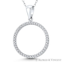 Circle Eternity CZ Crystal Pave Chunky Pendant in .925 Sterling Silver &amp; Rhodium - £16.22 GBP+