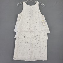 Metaphor Women Dress Size S White Midi Ruffle Polka Do Sleeveless Round ... - $21.60