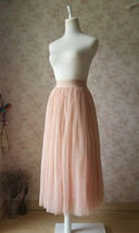 Blush Pink Long Tulle Skirt High Waisted Plus Size Tulle Maxi Skirt image 6